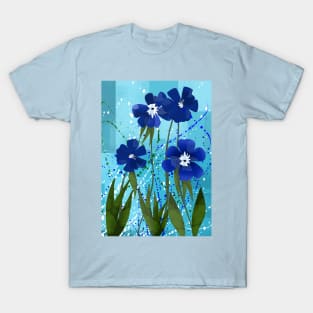 Blue Flowers Abstract T-Shirt